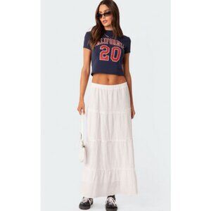 EDIKTED Women's Charlotte Tiered Maxi Skirt Size XS In White
